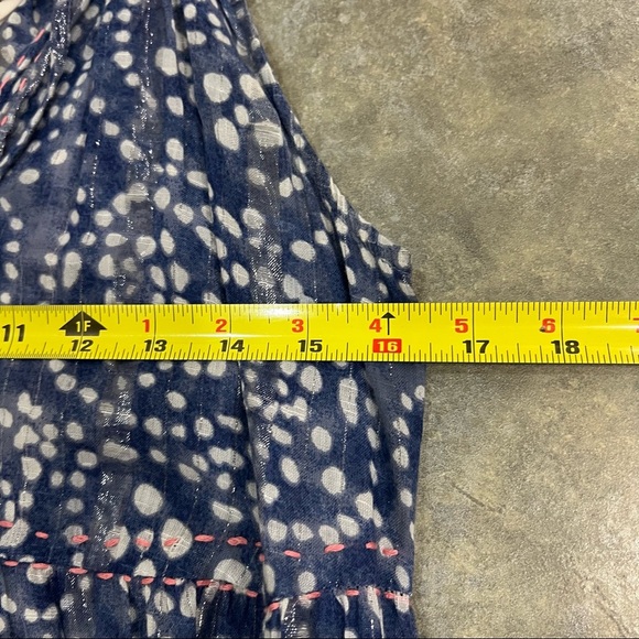 Lovestitch Cottagecore Prairie Love Maxi Ruffle Blue Sliver Shiny Dress Sz S EUC - Picture 9 of 10